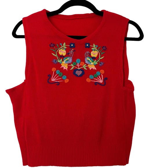 Vintage Bohemian Cropped Sweater Vest with Embroidery - Picture 10 of 13